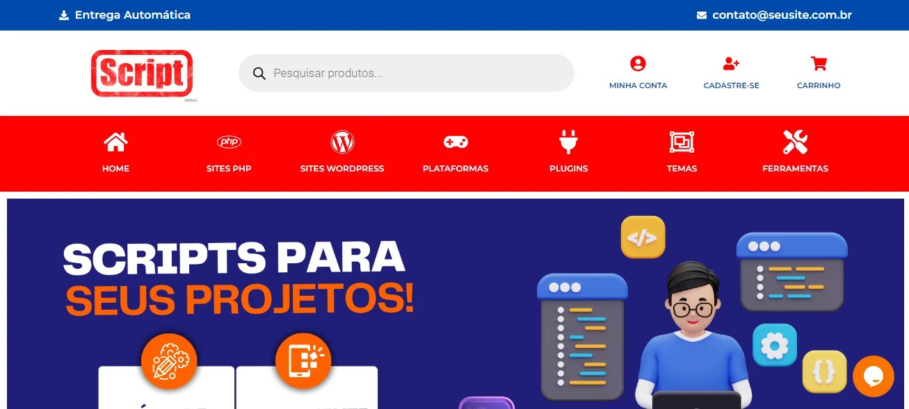 Loja virtual de scripts e sites com 20 produtos inclusos